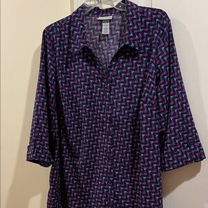 Catherines Pink and Blue Geometric Blouse